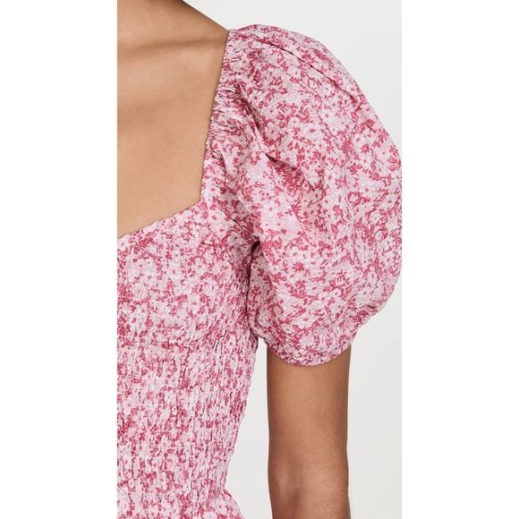 Moon River Pink Floral Feminine Puff Sleeve Midi Sundress XS Spring Tiered - Picture 2 of 7